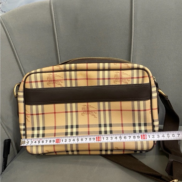 Burberry Beige and Brown Plaid Messenger Bag